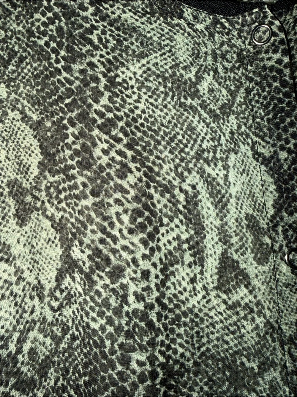 Free People Black and Green Sheer Snakeskin Lori Bomber Jacket with‎ Knit Trim